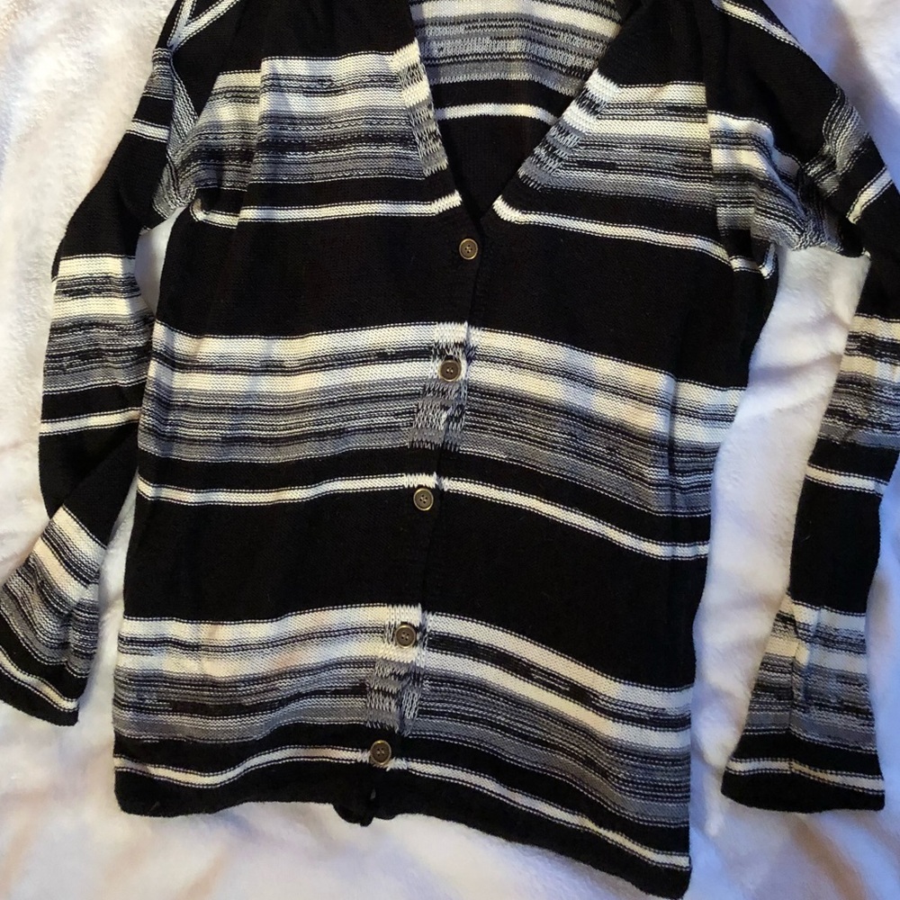Striped hooded black and white sweater!